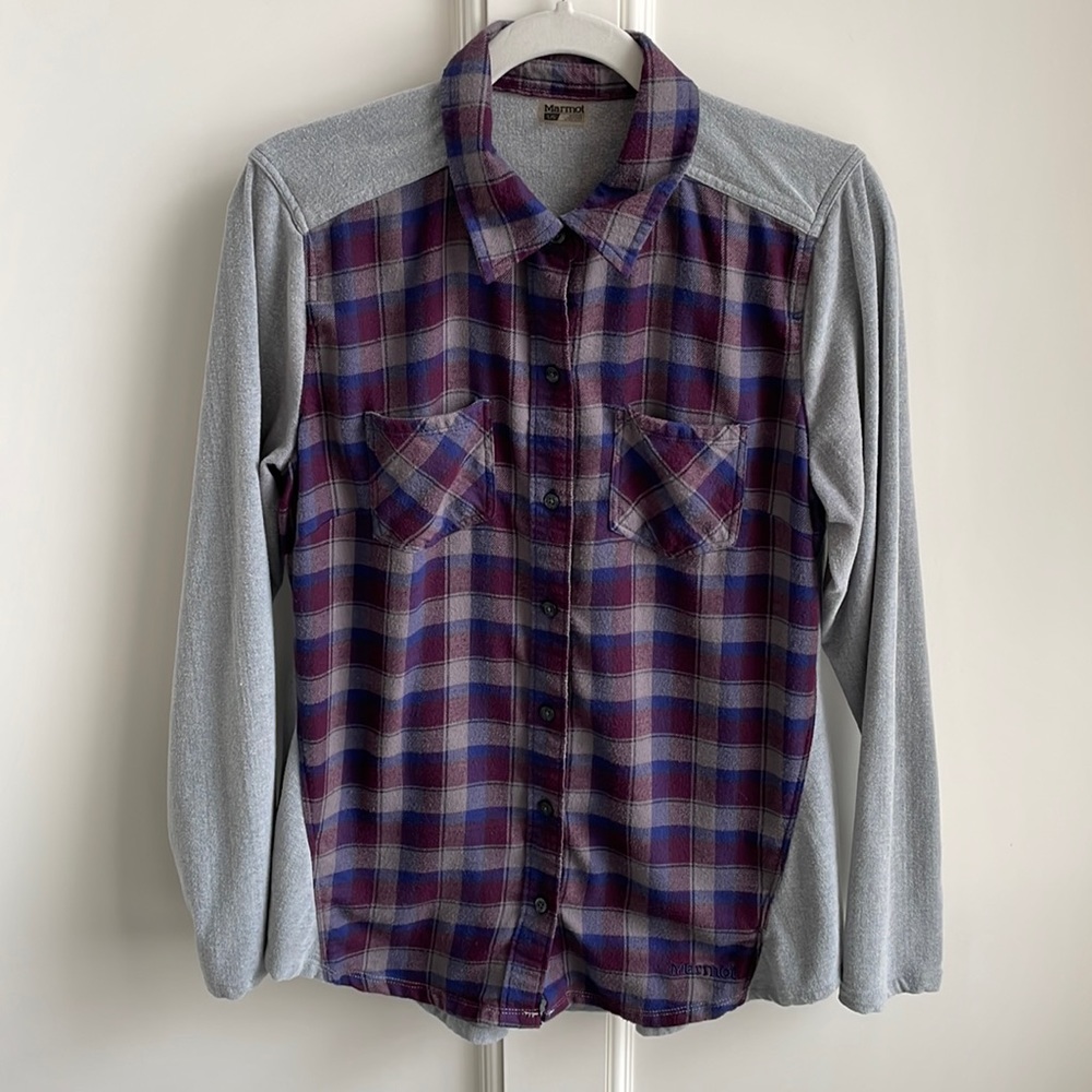 Marmot Purple Plaid & Gray Flannel Shirt